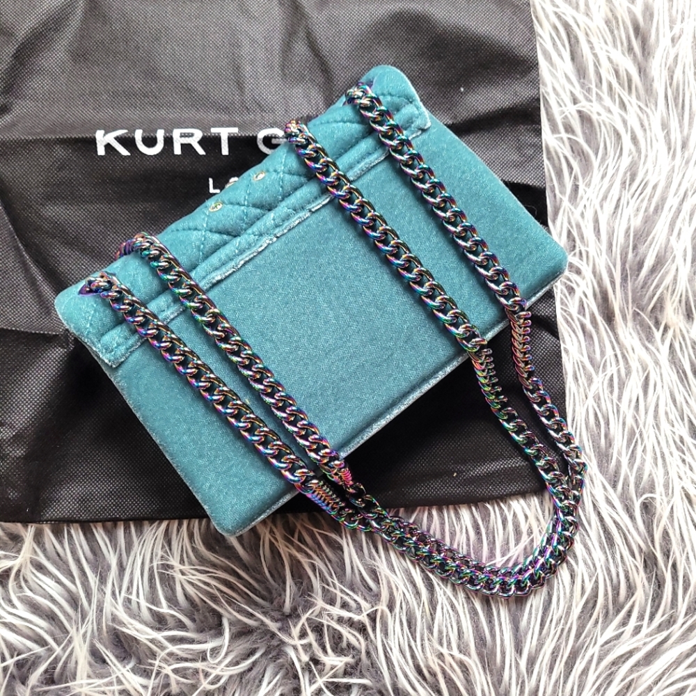 🔥LAST 1🔥NWT KURT GEIGER CRYSTAL QUILTED VELVET CONVERTIBLE BAG - Picture 11 of 13